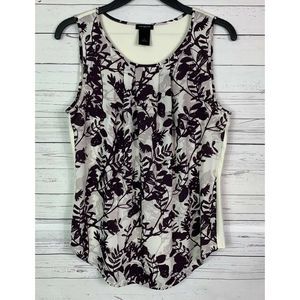 Ann Taylor Blouse Sleeveless Floral Pleated S